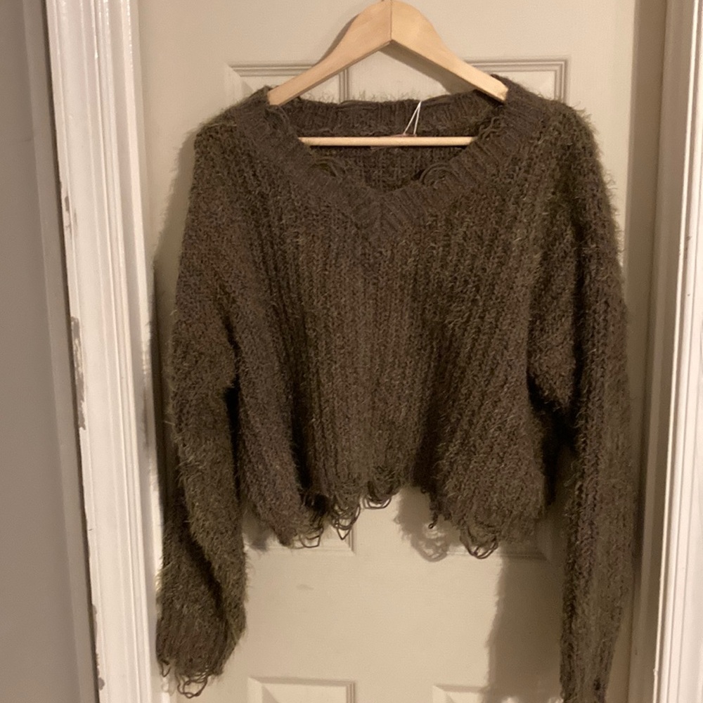 Dark sage cropped sweater
